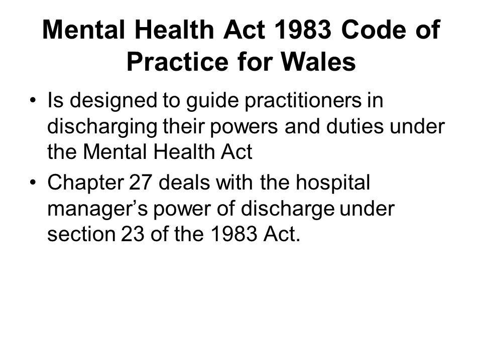 Implementation of the Mental Health Act 2007 Hospital Managers. - ppt  download