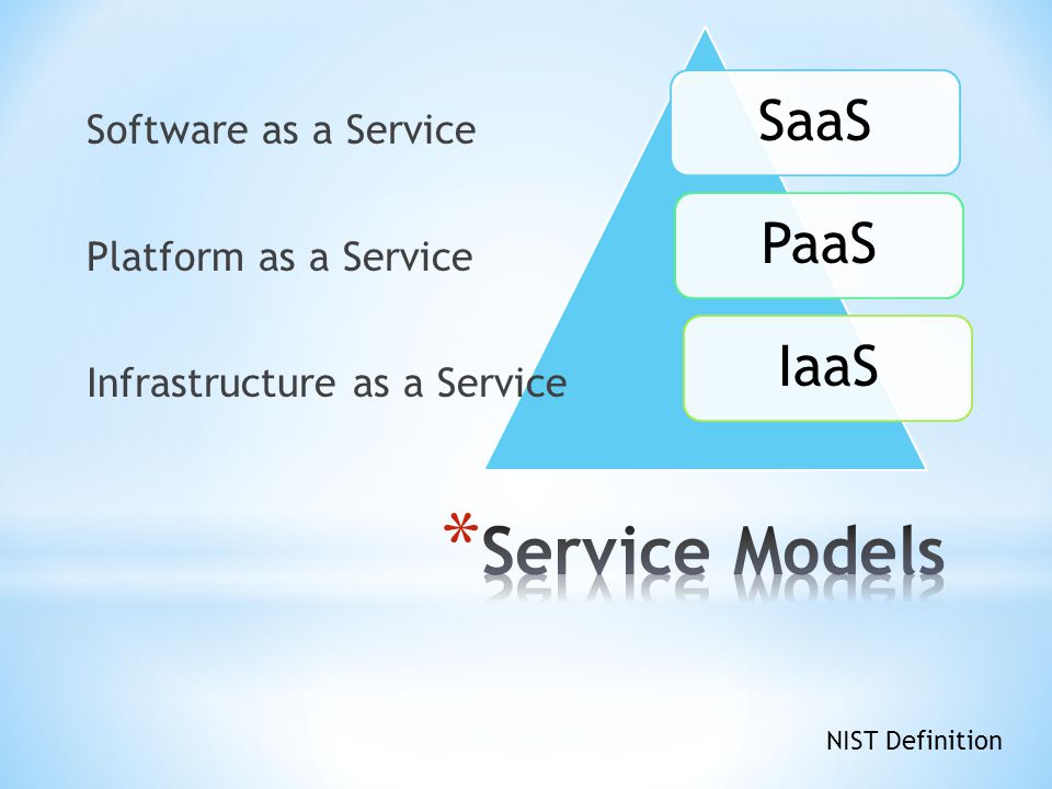 NIST Definition Software as a Service Platform as a Service Infrastructure as a Service