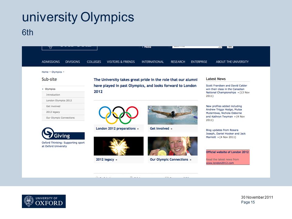 university Olympics 6th 30 November 2011 Page 15