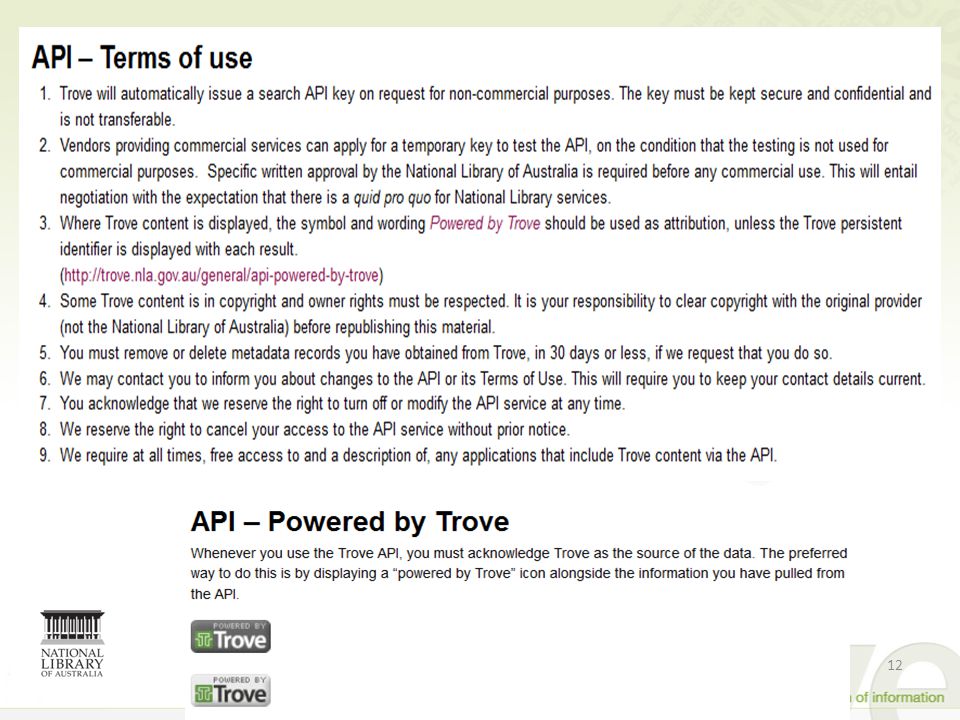 Trove Terms of Use 12