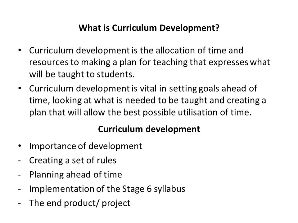 What is Curriculum Development.