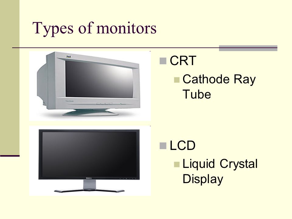 Computer Monitors B. Konkoth. Types of monitors CRT Cathode Ray Tube LCD  Liquid Crystal Display. - ppt download