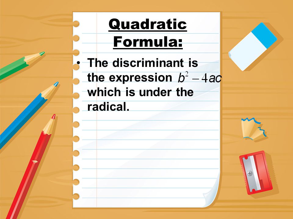 The discriminant is the expression which is under the radical.
