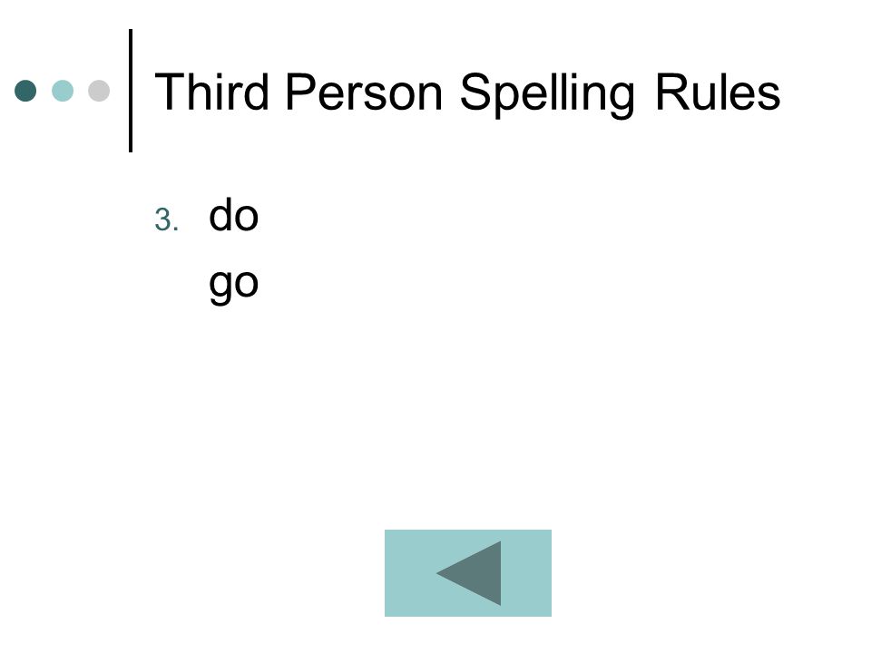 Third Person Spelling Rules 3. do go