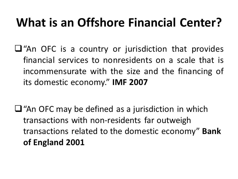 What is an Offshore Financial Center.