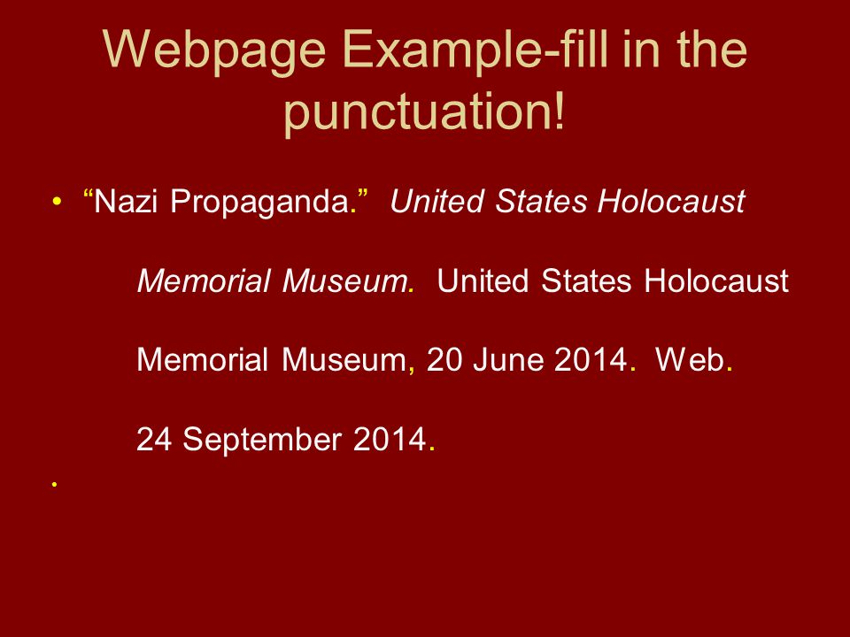 Webpage Example-fill in the punctuation.