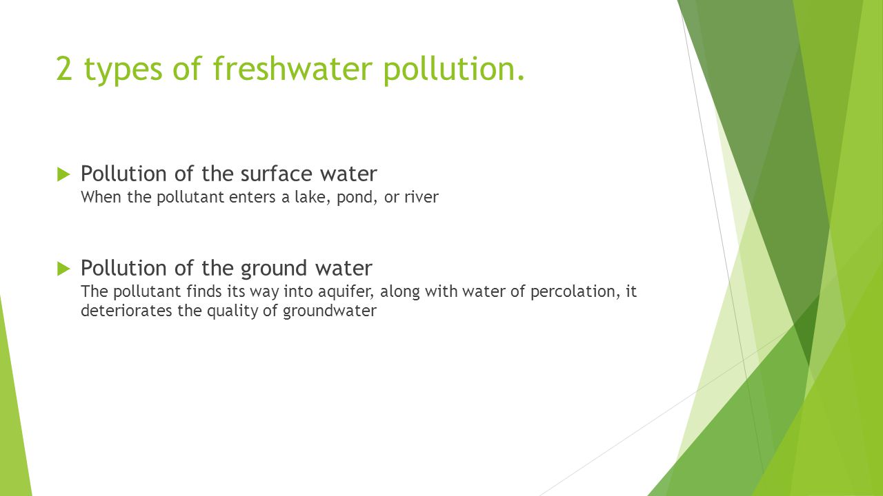 2 types of freshwater pollution.