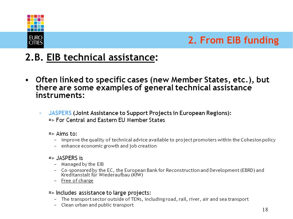 18 2. From EIB funding 2.B.