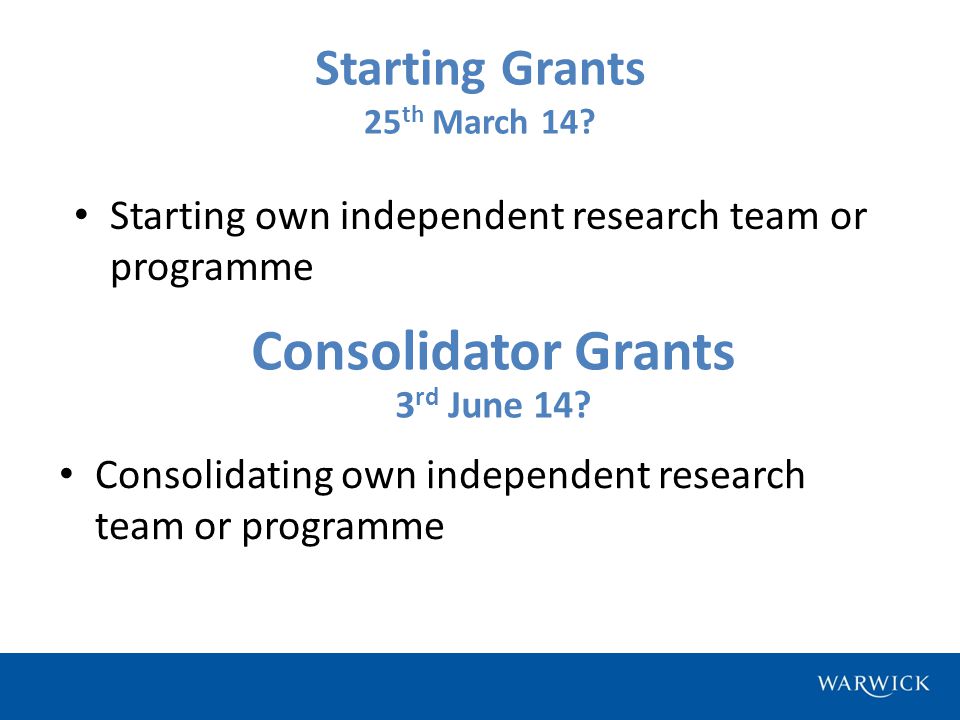 Starting Grants 25 th March 14.