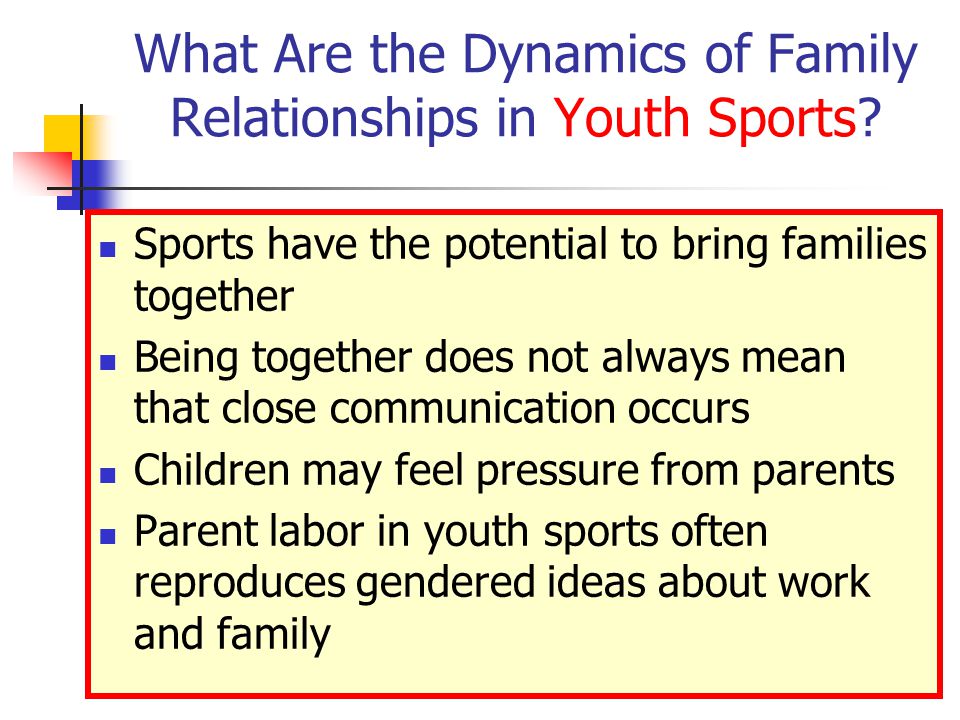 What Are the Dynamics of Family Relationships in Youth Sports.