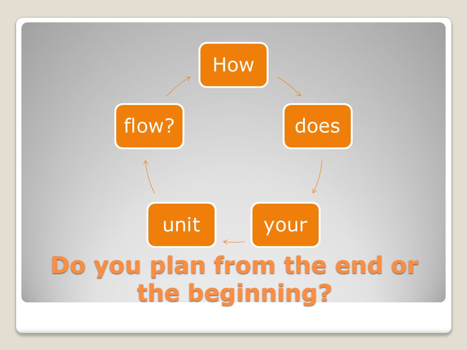 Do you plan from the end or the beginning Howdoesyourunitflow