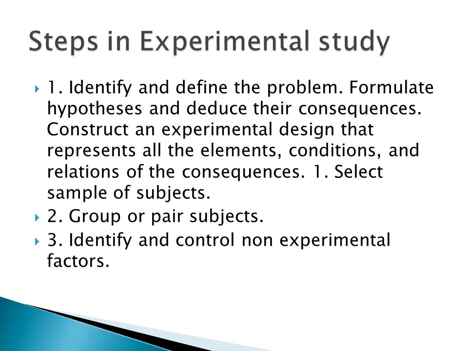  1. Identify and define the problem. Formulate hypotheses and deduce their consequences.