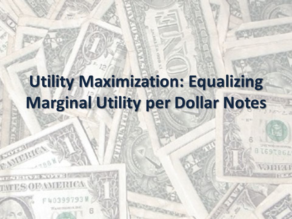 Utility Maximization: Equalizing Marginal Utility per Dollar Notes