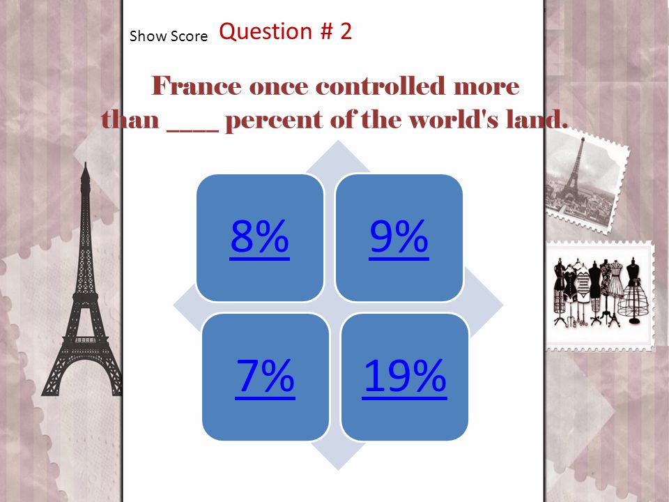 France once controlled more than ____ percent of the world s land.