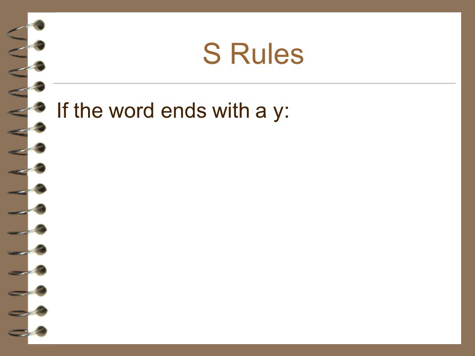 S Rules If the word ends with a y:
