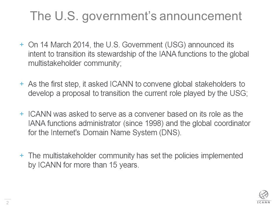 2 The U.S. government’s announcement  On 14 March 2014, the U.S.