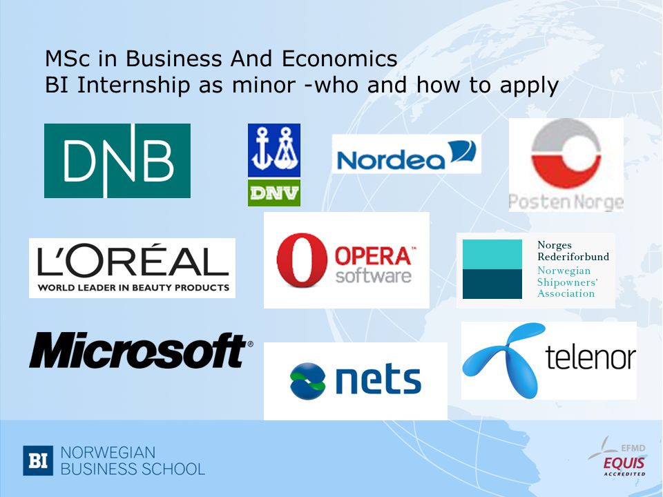 MSc in Business And Economics BI Internship as minor -who and how to apply