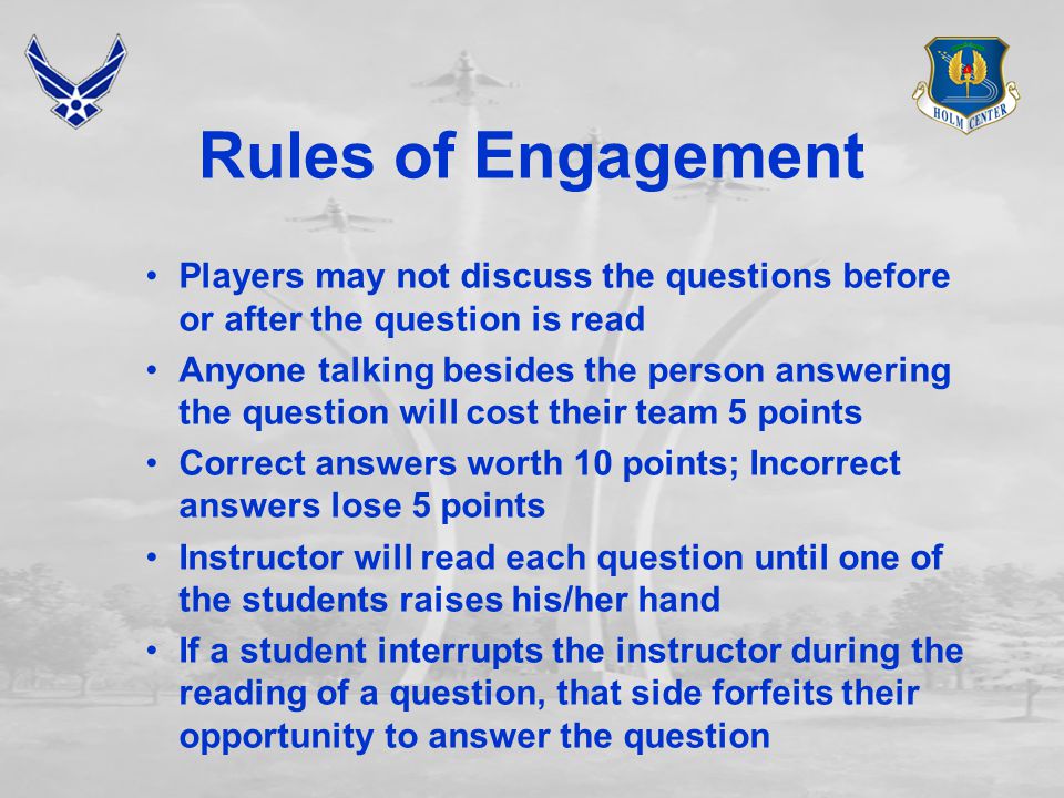 Rules of Engagement  Preparation: Clear desks of all books, notes, etc.