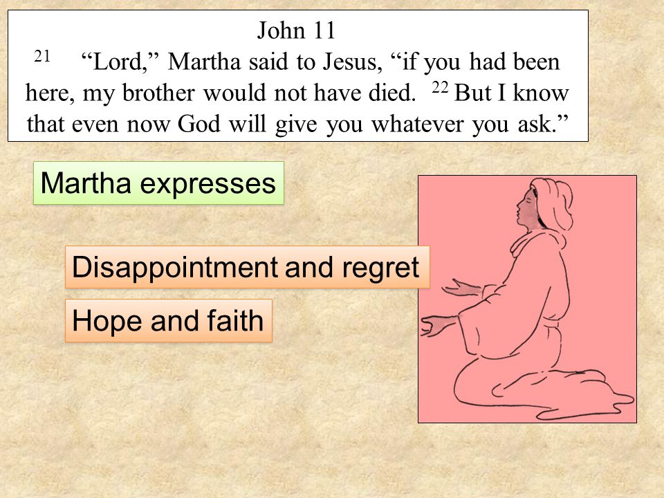 John Lord, Martha said to Jesus, if you had been here, my brother would not have died.