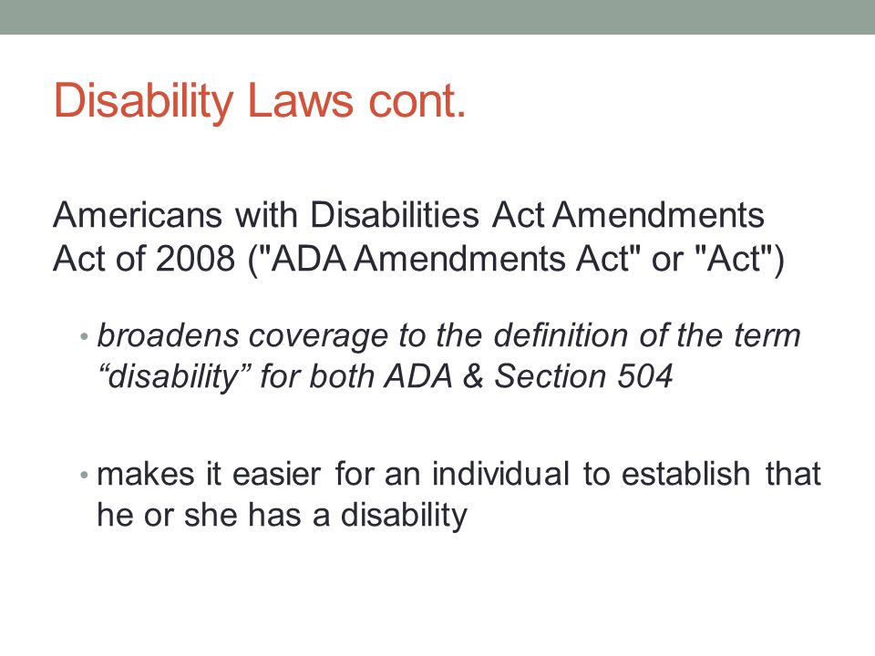 Disability Laws cont.