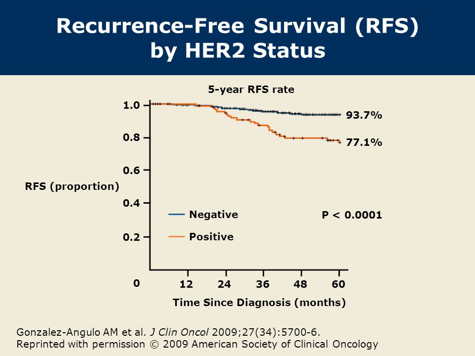 Recurrence-Free Survival (RFS) by HER2 Status Gonzalez-Angulo AM et al.