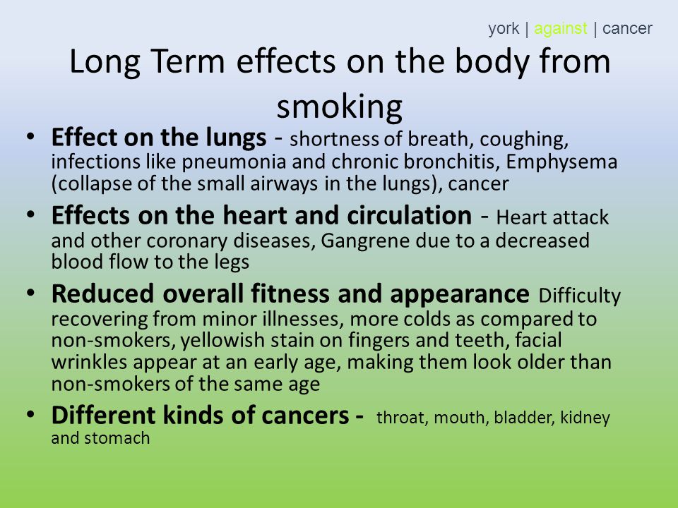 Long Term Effects Of Smoking >> The Long Term Effects Of Smoking Year 6 York Against Cancer Long Term Effects Of Smoking >> The Long Term Effects Of Smoking Year 6 York Against Cancer
