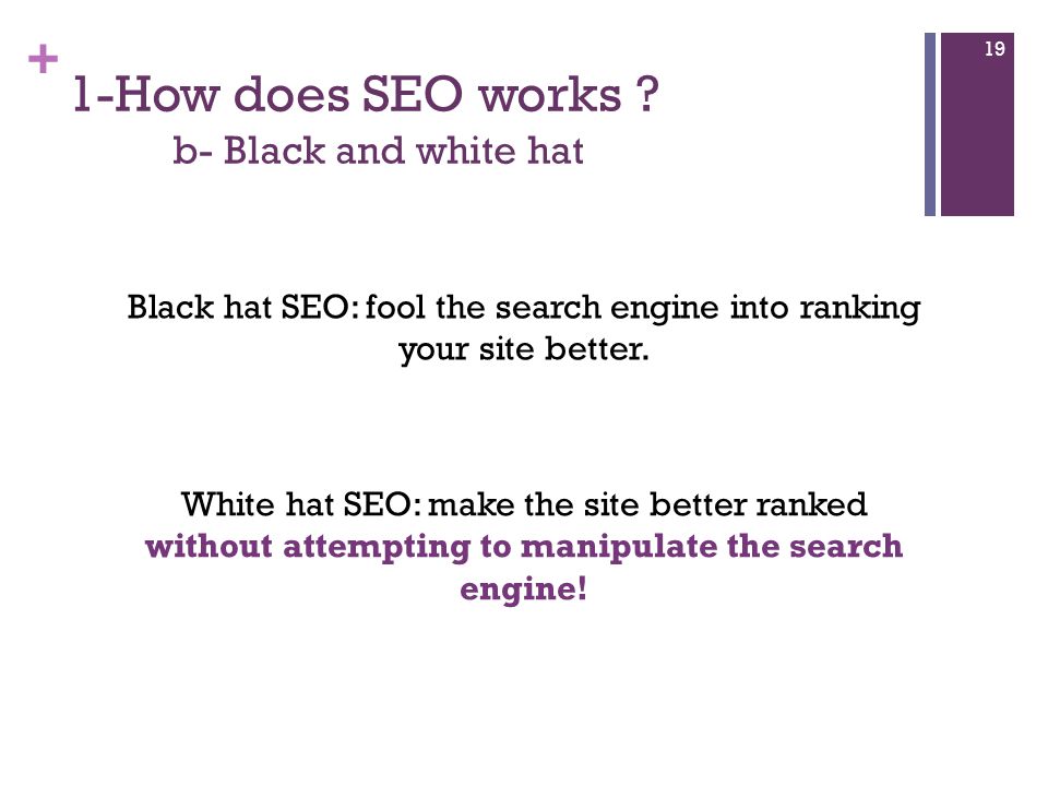 + 1-How does SEO works .