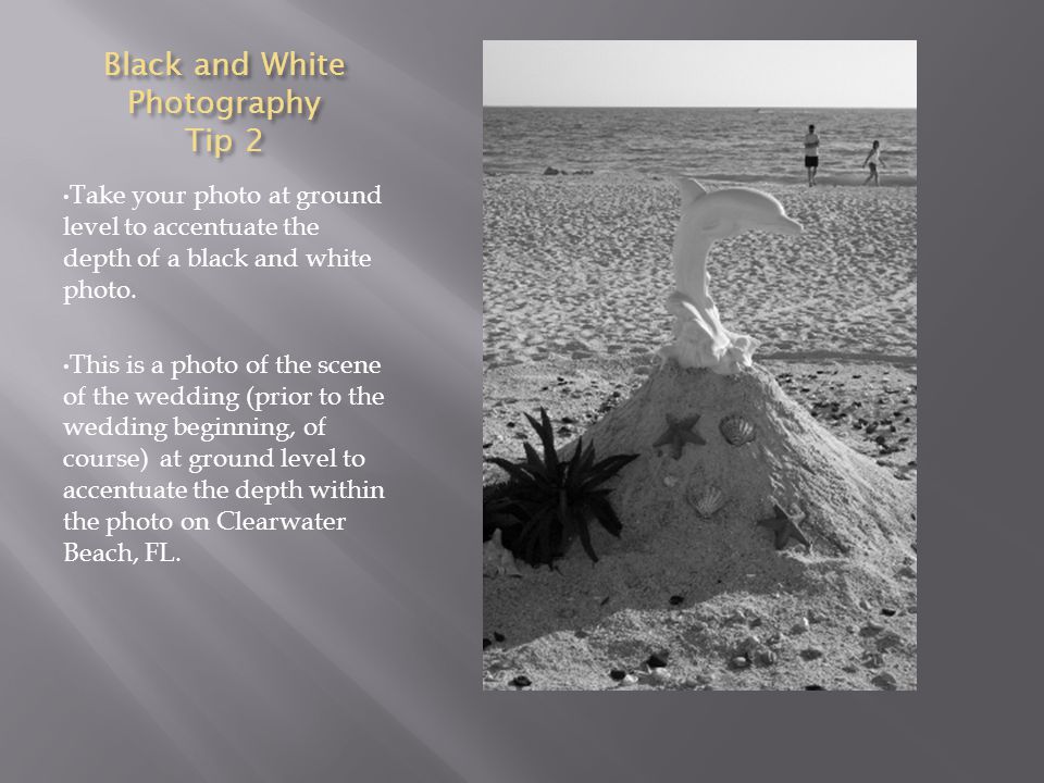 Black and White Photography Tip 2 Take your photo at ground level to accentuate the depth of a black and white photo.