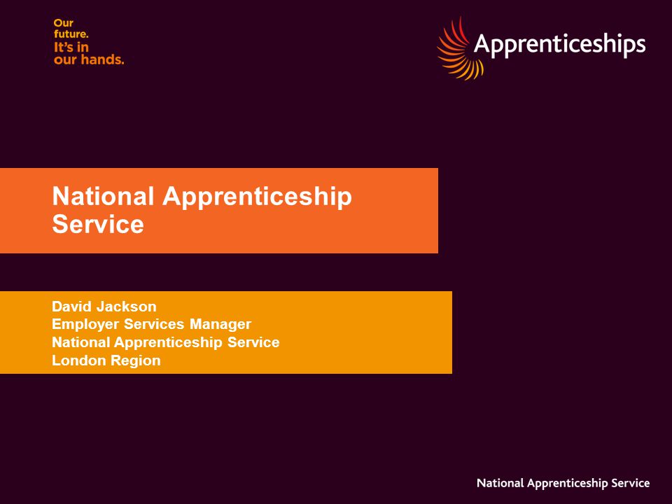 David Jackson Employer Services Manager National Apprenticeship Service London Region National Apprenticeship Service