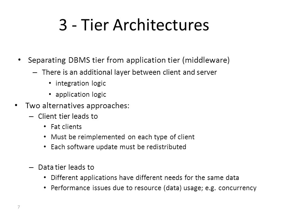 1 Tier Architecture, 2 Tier Architecture, 3 Tier Architecture