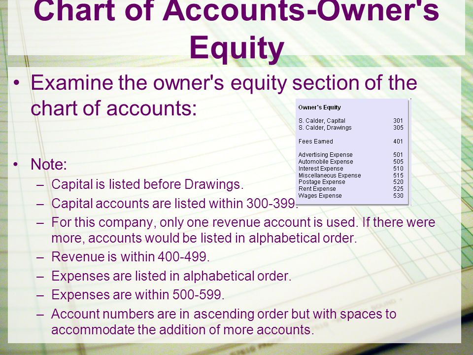 Equity Chart Of Accounts