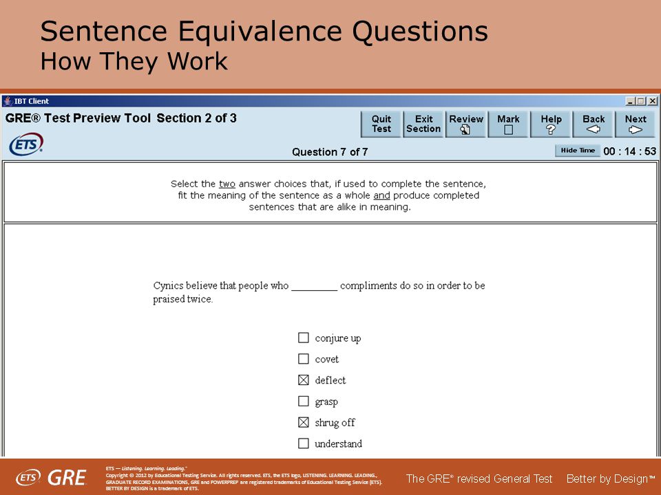 Sentence Equivalence Questions How They Work ETS — Listening.