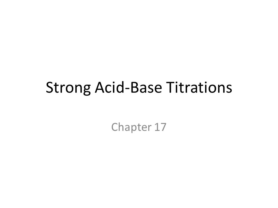 Strong Acid-Base Titrations Chapter 17