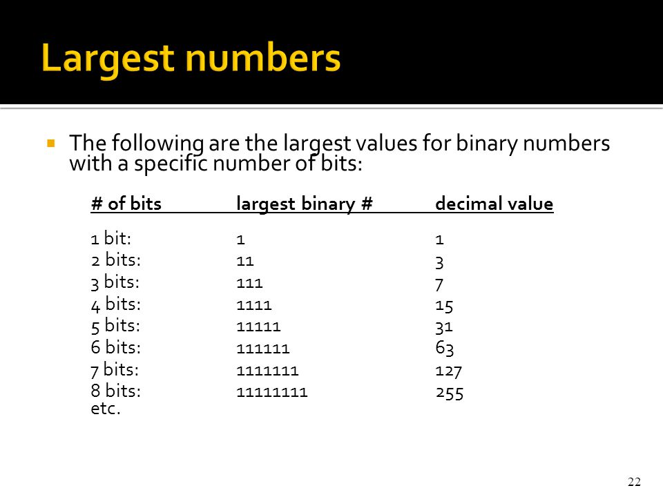 Is 11111111 the largest 8 bit binary number what is that in denary?