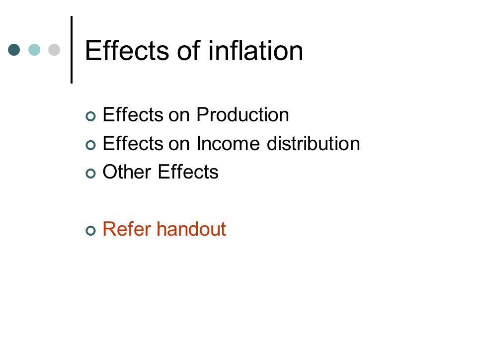 Effects of inflation Effects on Production Effects on Income distribution Other Effects Refer handout