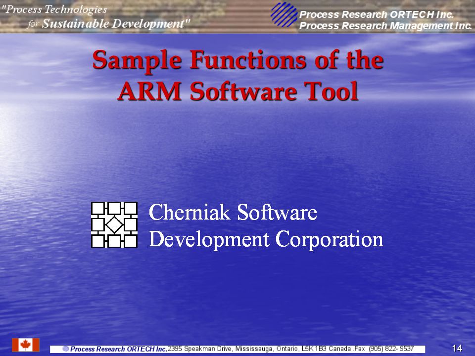 14 Sample Functions of the ARM Software Tool