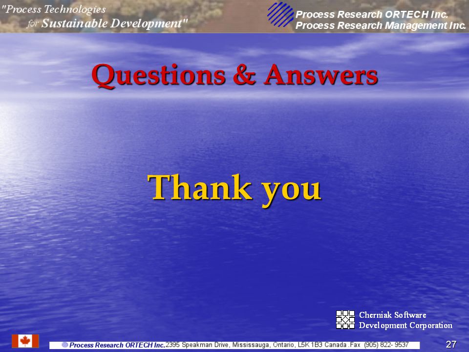 27 Questions & Answers Thank you