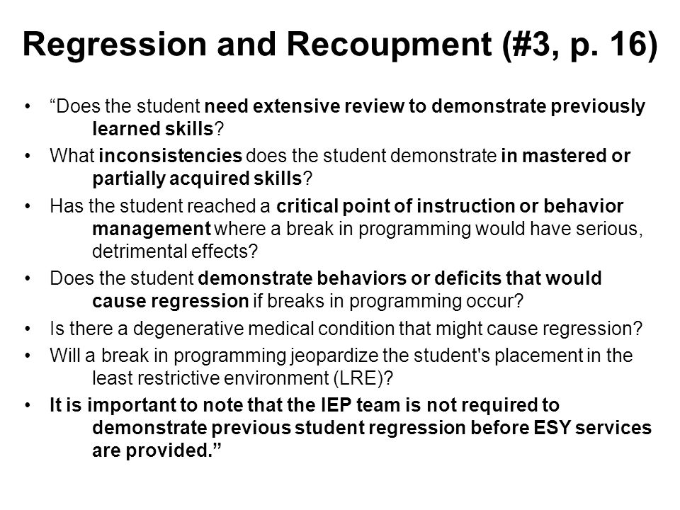 Regression and Recoupment (#3, p.
