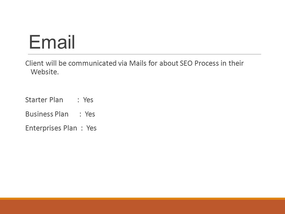 Client will be communicated via Mails for about SEO Process in their Website.