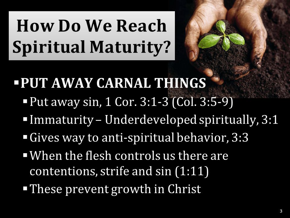  PUT AWAY CARNAL THINGS  Put away sin, 1 Cor. 3:1-3 (Col.