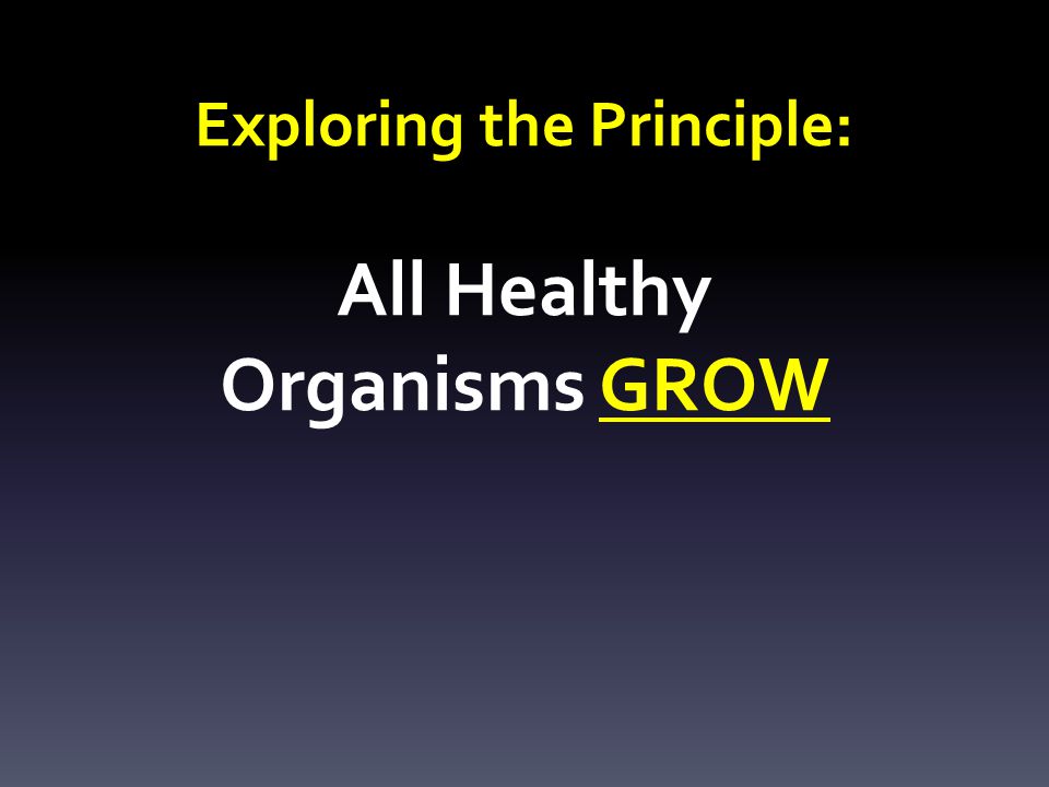 Exploring the Principle: All Healthy Organisms GROW