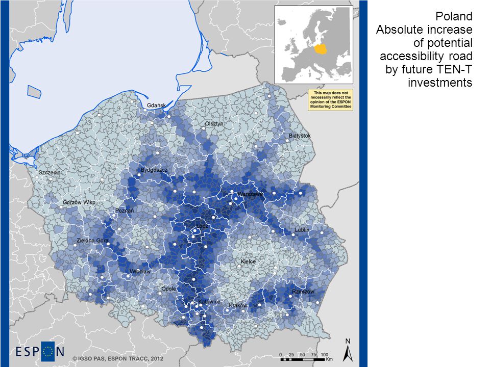 Poland Absolute increase of potential accessibility road by future TEN-T investments