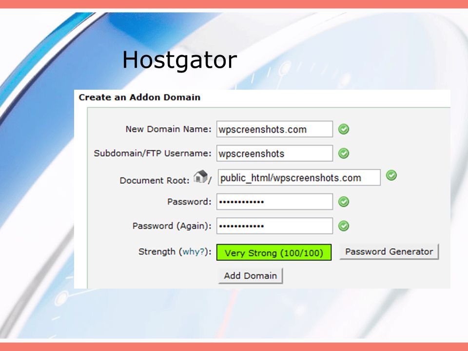 Hostgator login and password