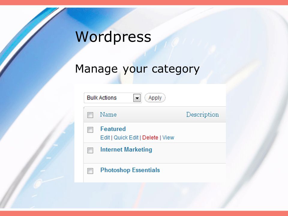 Wordpress Manage your category