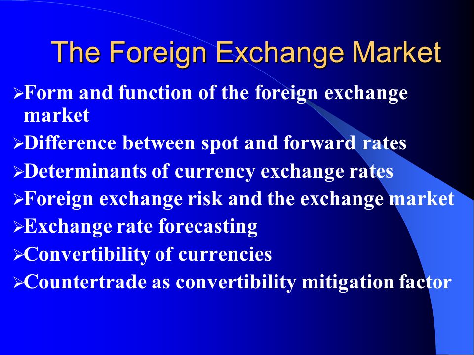 The Foreign Exchange Market Form And Function Of The Foreign Exchange Market 2