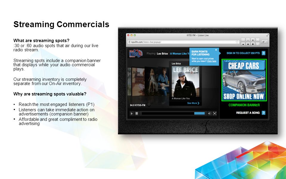 Streaming Commercials What are streaming spots.