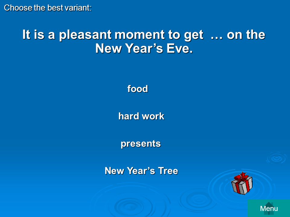 It is a pleasant moment to get … on the New Year’s Eve.