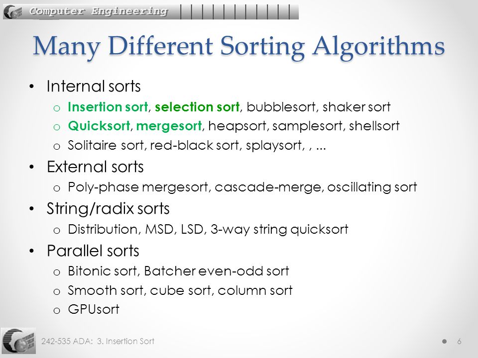 ADA: 3. Insertion Sort1 Objective o asymptotic analysis of insertion ...