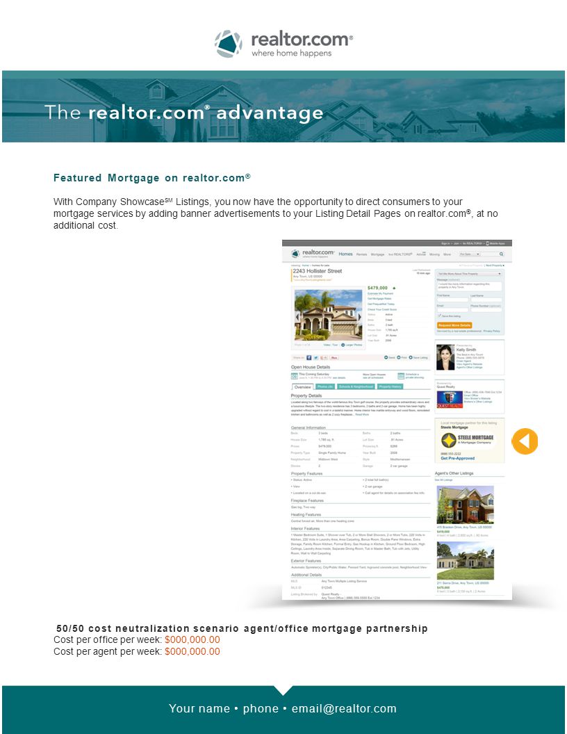 Featured Mortgage on realtor.com ® With Company Showcase SM Listings, you now have the opportunity to direct consumers to your mortgage services by adding banner advertisements to your Listing Detail Pages on realtor.com ®, at no additional cost.