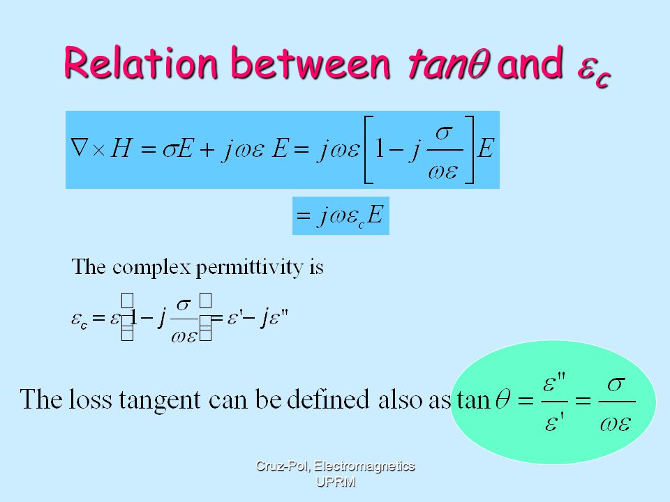 Cruz-Pol, Electromagnetics UPRM Relation between tan  and  c